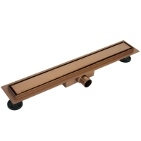 Balneo Duplex Next Copper Bodenablauf 60 cm kupferfarben, beidseitig aus gebürstetem Edelstahl mit niedrigem Siphon und tiefem Schlammfang