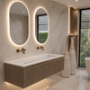 Waschbecken ALVERIA Solid Surface Coco White mit linearem Ablauf 80 cm