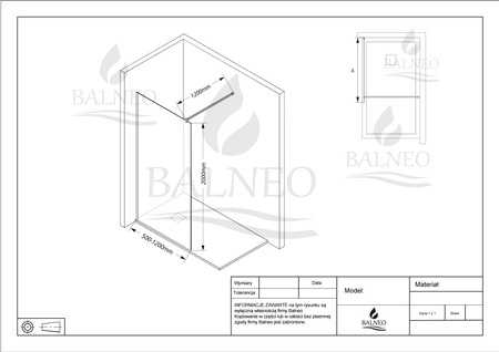 Duschwand Beira Black 80 cm