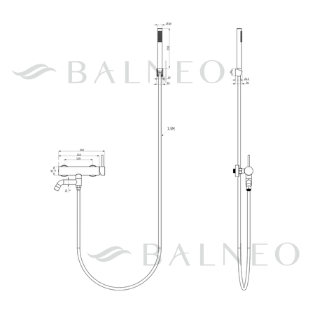 Badewannenarmatur Balneo Cascade Set 1 copper