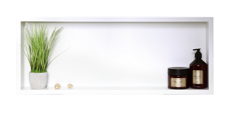 Balneo Wall Box One White Nischenablage 90 x 30 x 7 cm weiß aus Edelstahl mit Rand