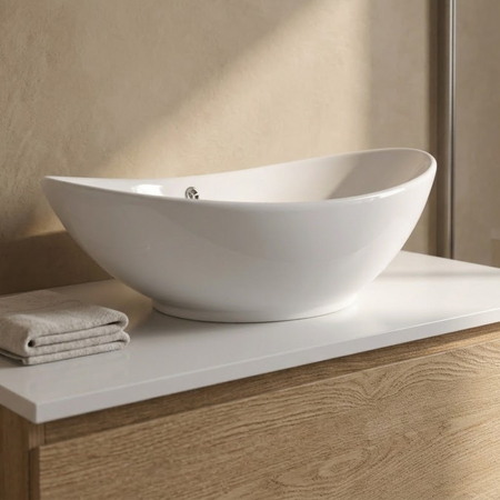 Aufsatzwaschbecken Balneo Zerra 59 x 39 cm weiß aus Keramik