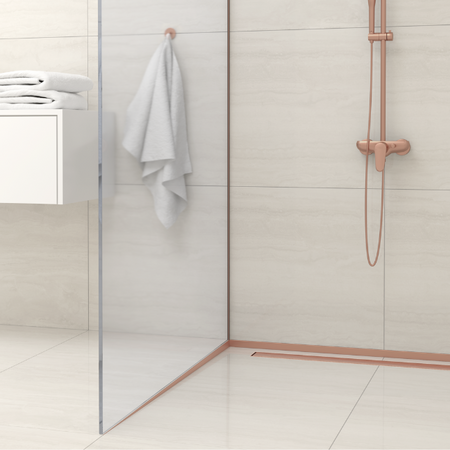 Balneo Gefälleleiste Kupfer für Glas links 120 cm