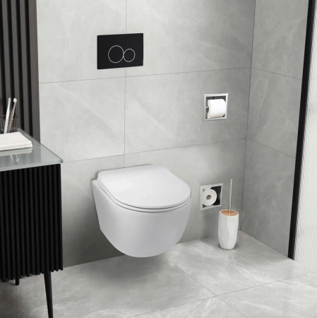 Balneo Unterputz-WC-Set, Fix-Frame Standard-Rahmen mit weißer Luna-WC-Schüssel und einer Taste zur Auswahl zwischen LXO und EXO