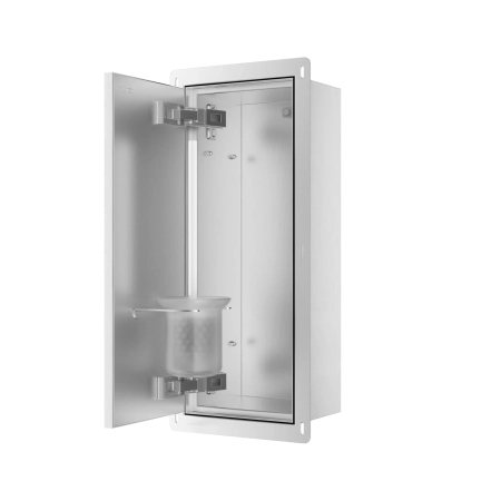 Schowek na szczotkę WC Balneo Wall Box Brush S Tiles lewy do wbudowania w ścianę ze stali nierdzewnej