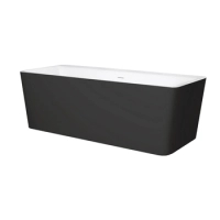 Freistehende Badewanne Balneo ROMA NO RIM 170 x 80 cm weiß/schwarz Acryl mit Rahmen aus Edelstahl und 6 Stabilisierungsfüßen, mit Überlauf und weißem Stopfen