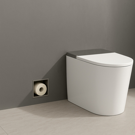 Balneo Wall Box Paper 3 Gun Metal eingebautes Wandregal aus rostfreiem Stahl