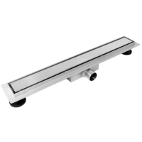 Balneo Duplex Next Inox Bodenablauf 120 cm beidseitig aus gebürstetem Edelstahl mit niedrigem Siphon und tiefem Schlammfang