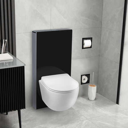 Balneo Fix-Frame Glass Black WC-Aufputz-Spülkasten, schwarz, aus gehärtetem Glas